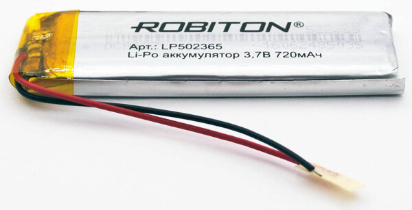 Аккумулятор LP-502365 3.7V 720 мАч Li-Pol  ROBITON с защитой 