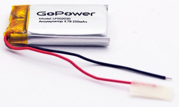 Аккумулятор LP-502030 3.7V 250 мАч Li-Pol  GoPower с защитой 