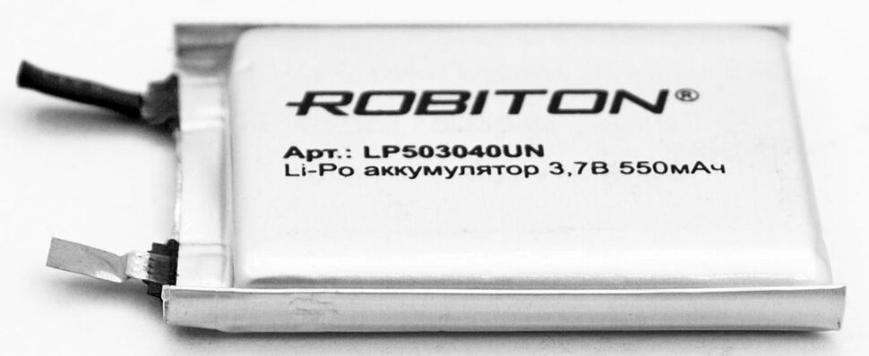 Аккумулятор LP-503040UN 3.7V 550 мАч Li-Pol  ROBITON без защитной платы