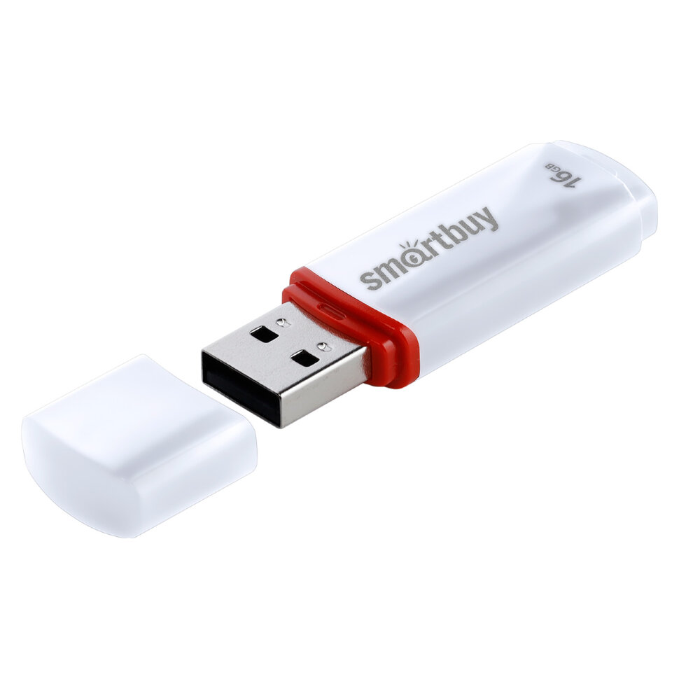 Flash накопитель флэш-карта Smart Buy Crown series 16Gb USB 2.0 белый