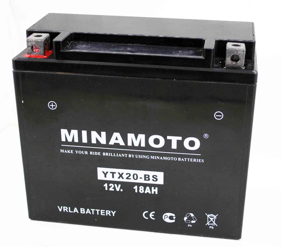 Аккумулятор YTX20-BS MINAMOTO 12В 18А/ч стартерный 175x86x154 мм 