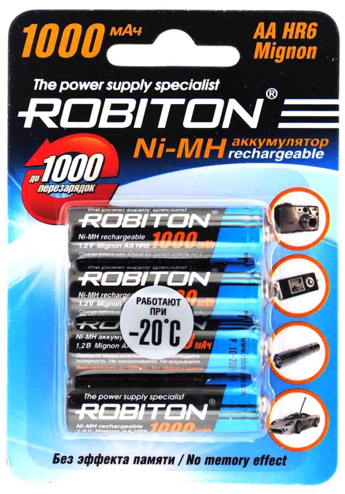 Аккумулятор AA 1000 mAh ROBITON ( R06 ) Ni-Mh цена за 1 шт. 