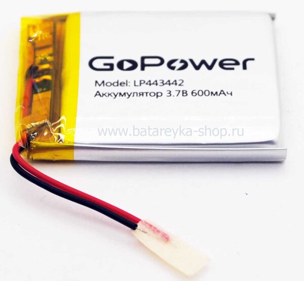 Аккумулятор LP-443442 3.7V 600 мАч Li-Pol GoPower с защитой  