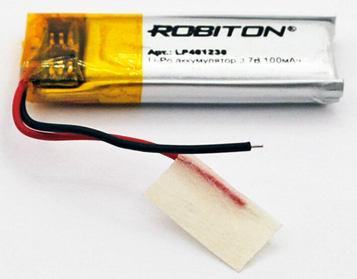 Аккумулятор LP-401230 3.7V 100 мАч Li-Pol  ROBITON с защитой  