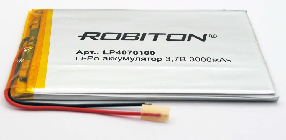 Аккумулятор LP-4070100 3.7V 3000 мАч Li-Pol  ROBITON с защитой  